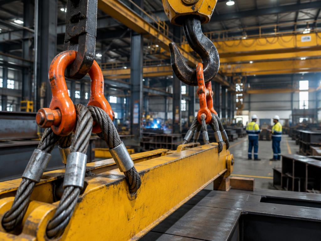 Industrial rigging equipment prepared for a heavy lift